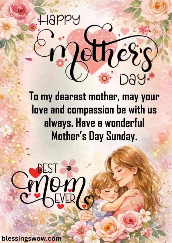 Cute Mother’s Day message image with flowers and loving mother art