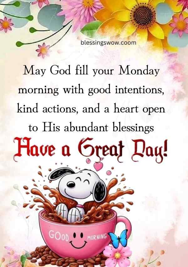 Good morning prayer for Monday with flowers background