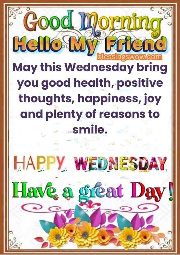 Good morning Wednesday wish with flowers frame for family and friends