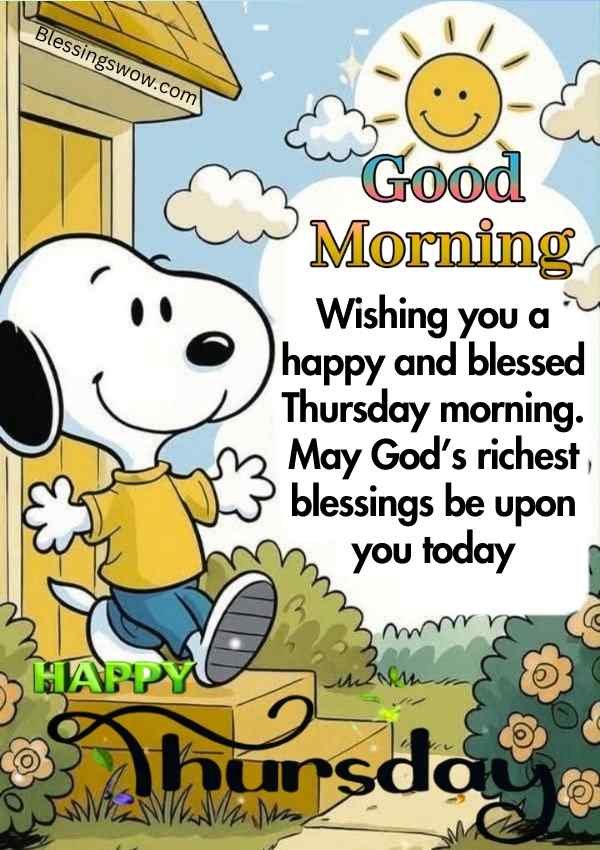 Happy and blessed Thursday morning image cartoon and Christian blessings
