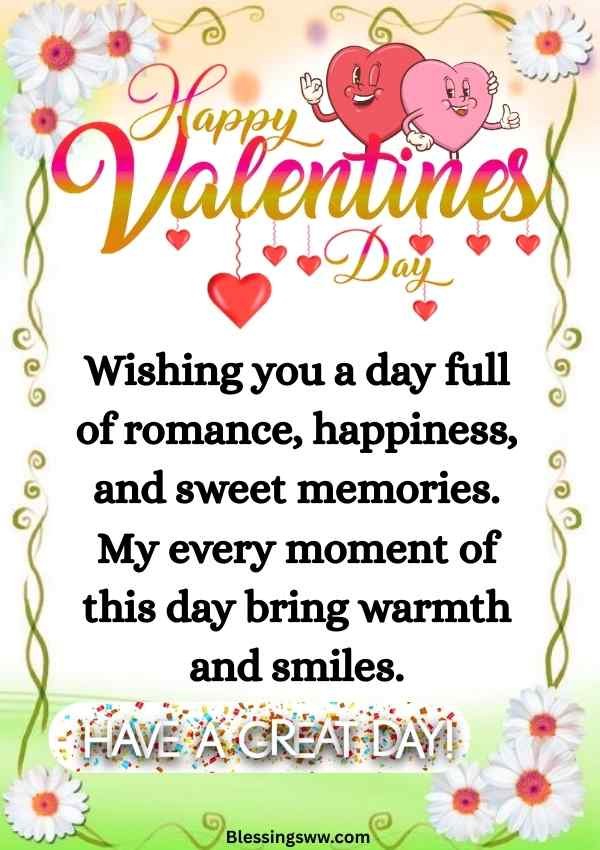 Valentine's Day Card Messages For Friends and floral background