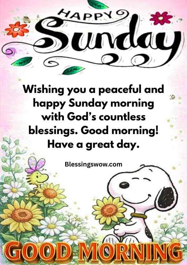 Happy Sunday morning Image with snoopy cartoon